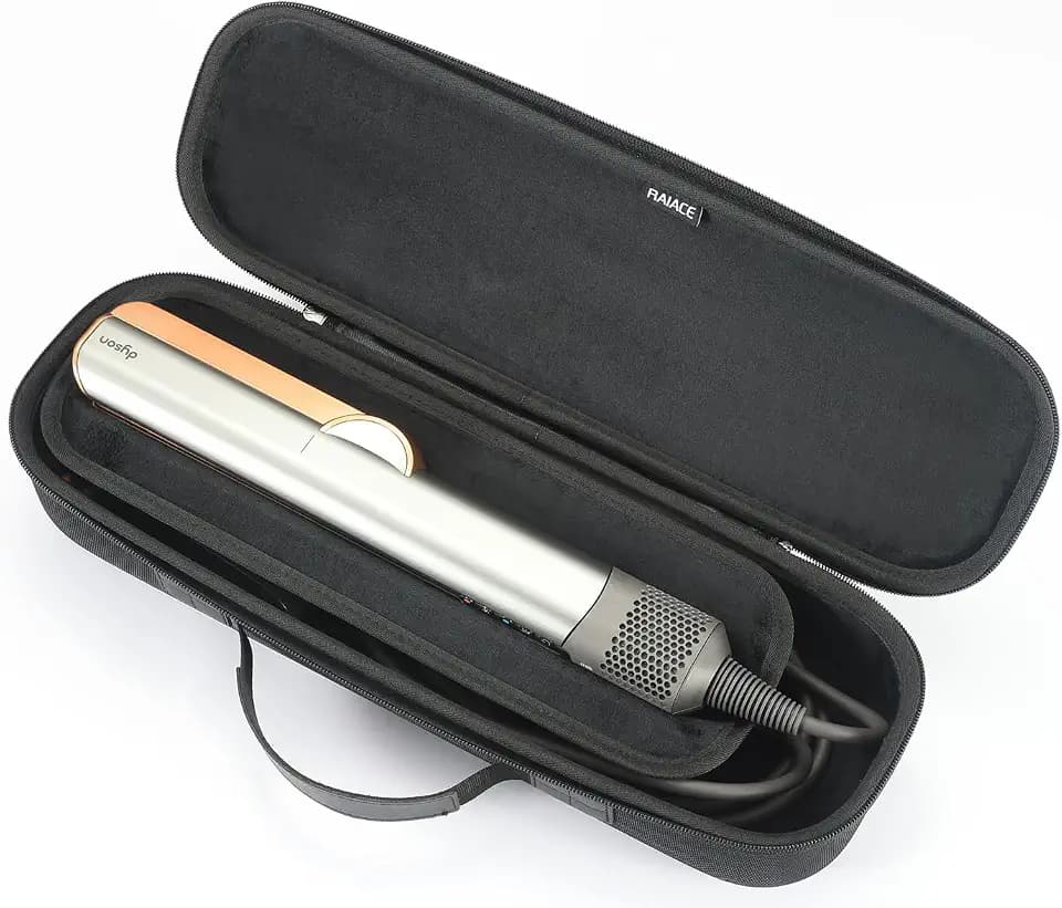 RAIACE Hard Storage Case Compatible with dyson Airstrait Straightener, Travel Carrying Bag. (case only). - Black(Black Lining)