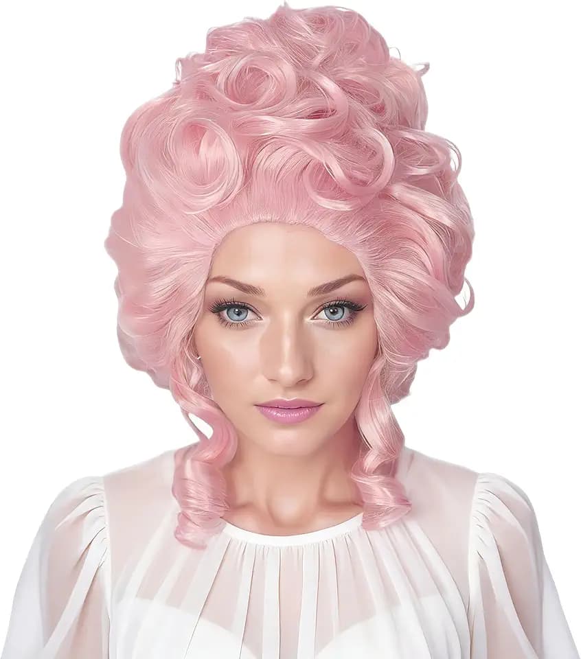 Linfairy Retro Wig Big Bouffant Beehive Wigs for Women fits 50s 80s Costume (Retro Pink)