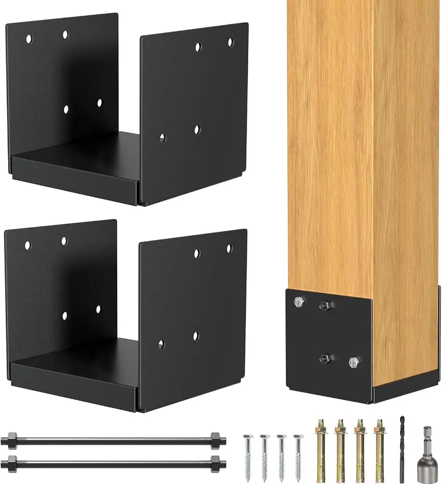 2-Pack 8x8 Post Base Adjustable Wood Anchor Bracket Decorative Plate