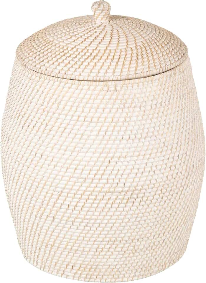 KOUBOO Laguna Rattan Beehive Laundry Hamper with Lid and Liner, White Wash