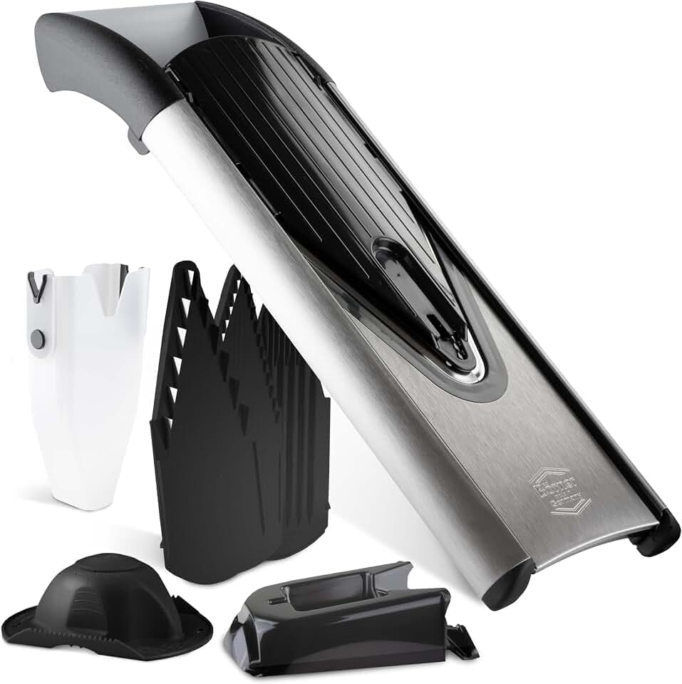 Börner by Reston Lloyd Mandoline Slicer V6 (Professional Set) • Stainless Steel Slicer with V-Blade • Adjustable Kitchen Slicer for Vegetables & Fruits • Various Thicknesses & Grater