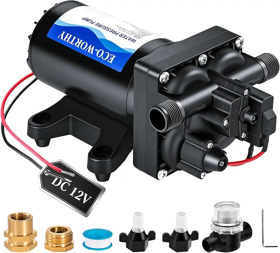 ECO-WORTHY RV Fresh Water Pump 12V DC 5.5GPM 70PSI,12 Volt Diaphragm Self-Priming Pump with Pressure Switch for RV Garden Irrigation Spraying Marine Yacht