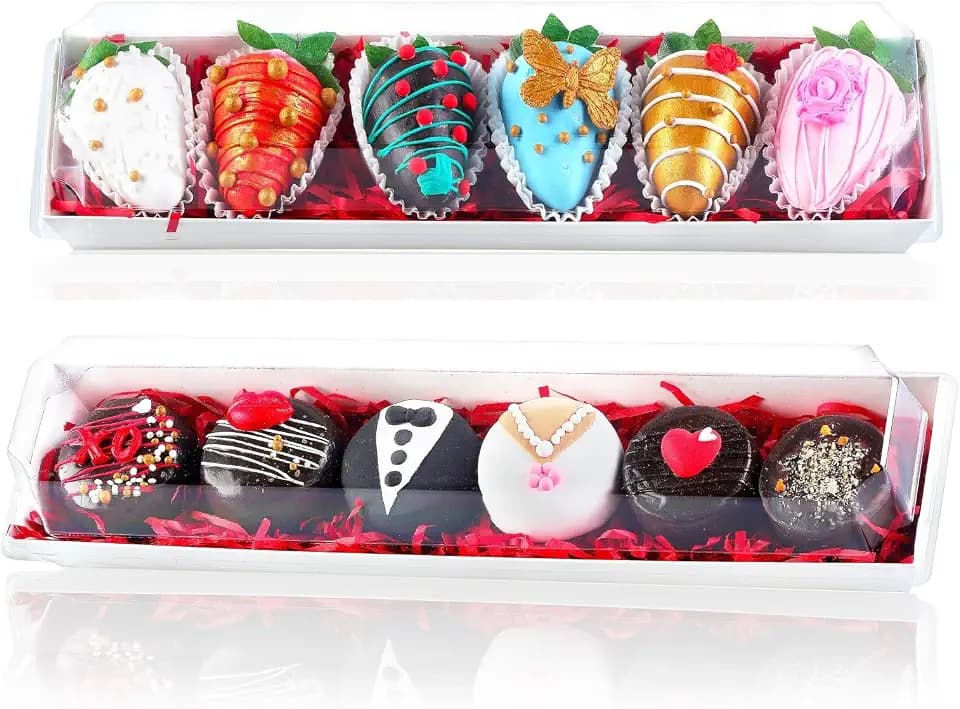 25Pack 12x2.8x2.4 Inches Strawberry Boxes with Clear Lids Home Baker Box
