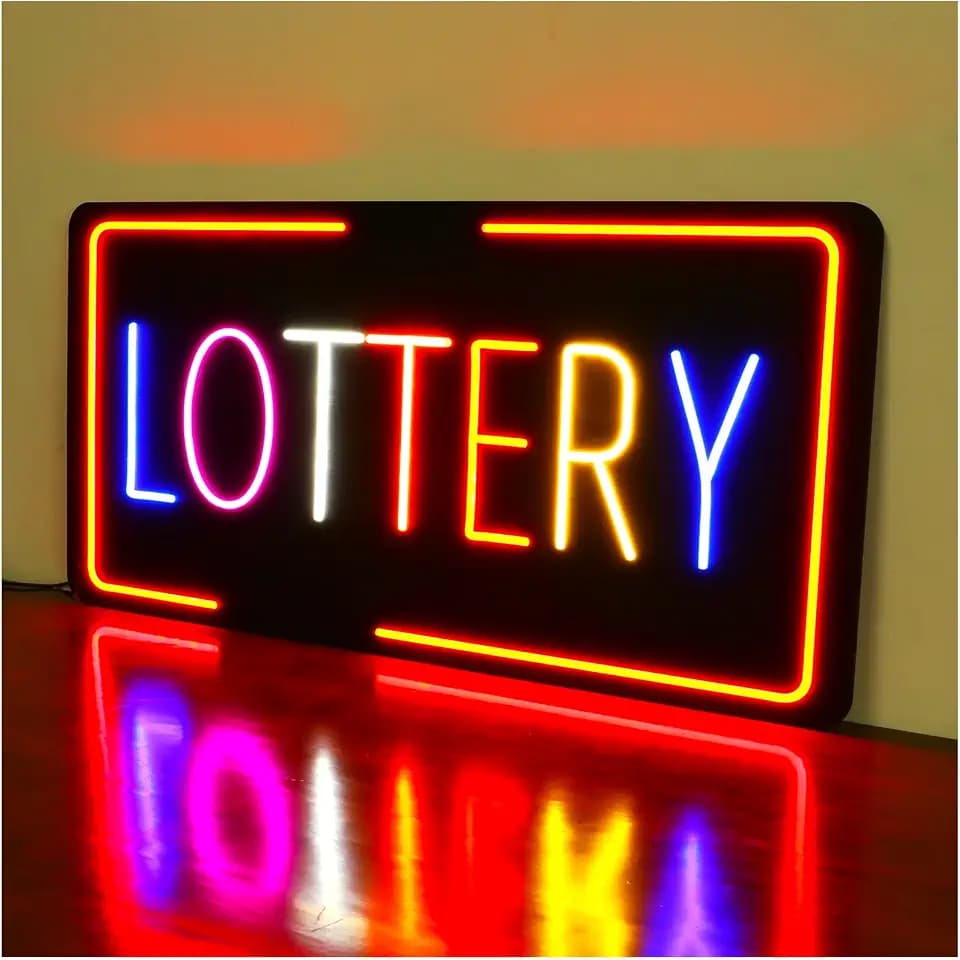 35"x18" Extra Large LED LOTTERY Sign for Business, Super Bright Unique Design with Sturdy Chain, High Visibility for Stores Retail Shop Window