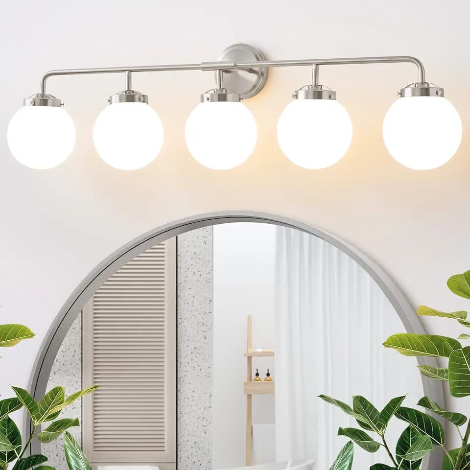 Bathroom Light Fixtures 39in 5-Light Brushed Nickel Vanity Light for Mirror