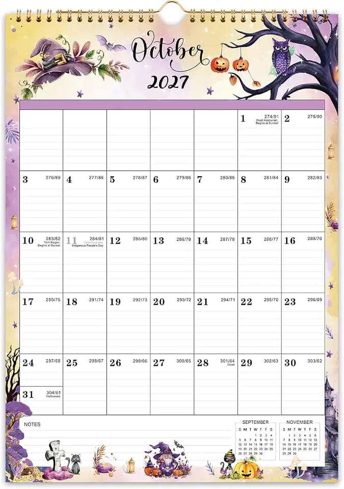 2027 Calendar - 2027 Wall Calendar, 12" x 17", Large Wall Calendar