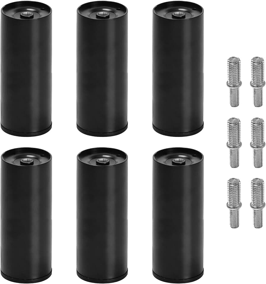 6 Inch Bed Legs for Adjustable Bed Replacement Parts, Bed Frame Support Legs 4 Kinds Thread Contained, Set of 6