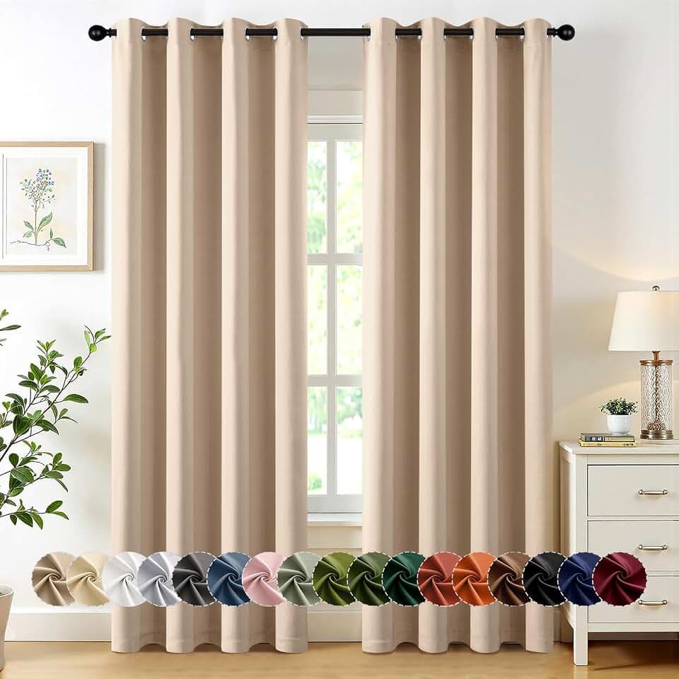 MIULEE Blackout Curtains for Bedroom 2 Panels 50 x 84 Inch Long Beige