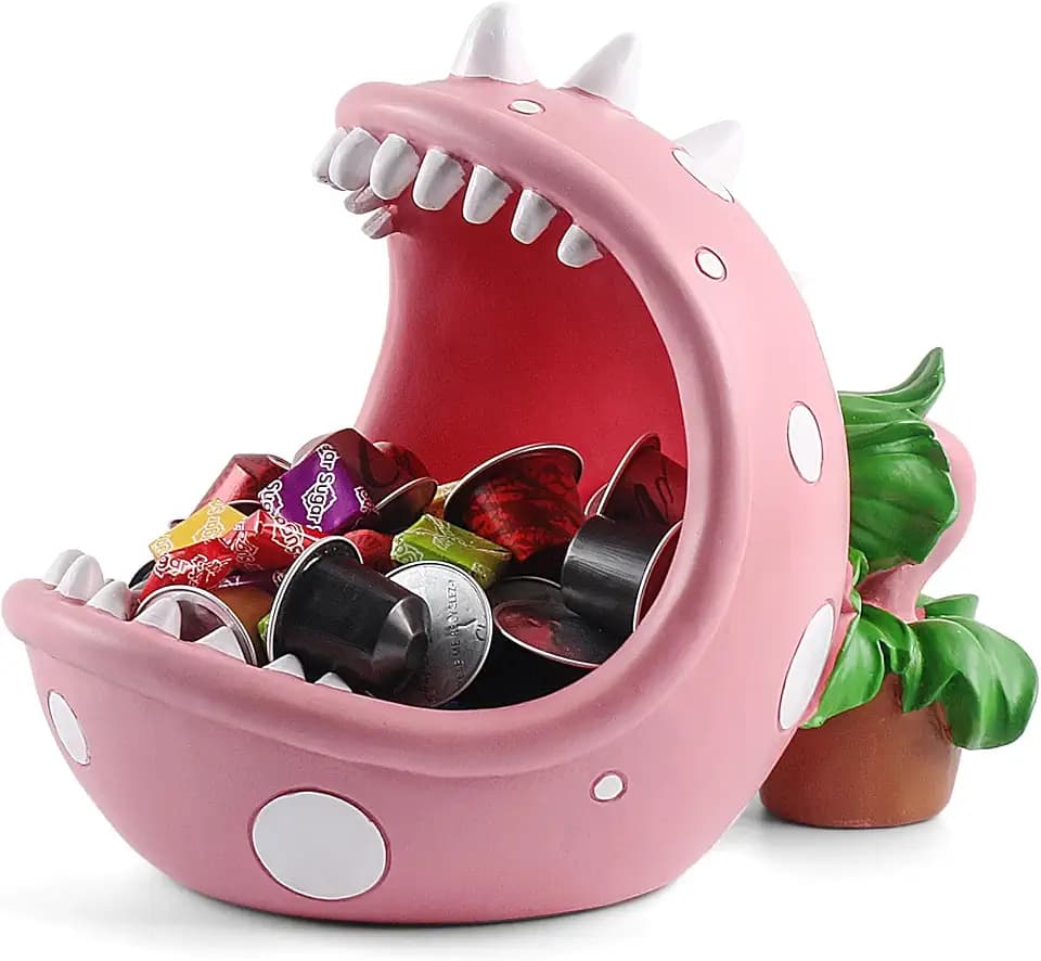 Piranha Plant Large Candy Bowl For Candy Dish Key Bowl Decorative Bowl Home Decorations Indoor Big Mouth Plant (Pink, Extra Large)