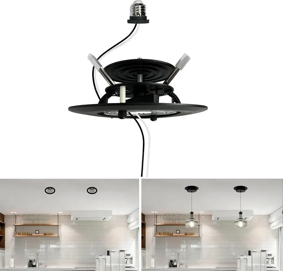 Soliseed 5/6" Recessed Can Light Conversion Kit to Pendant, Black,1 Pack
