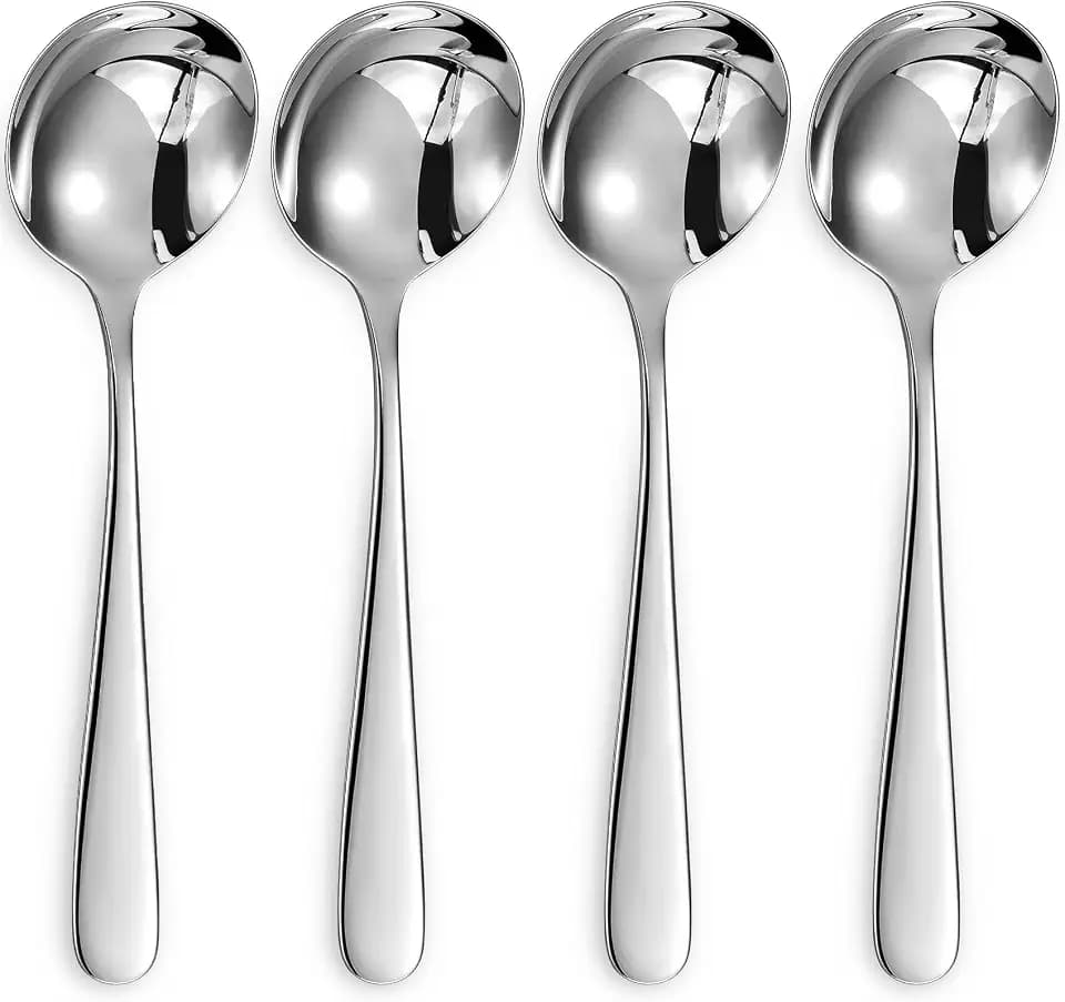 KEAWELL Premium Louise 4-Piece 7-Inch 18/10 Stainless Steel Soup Spoons (4)