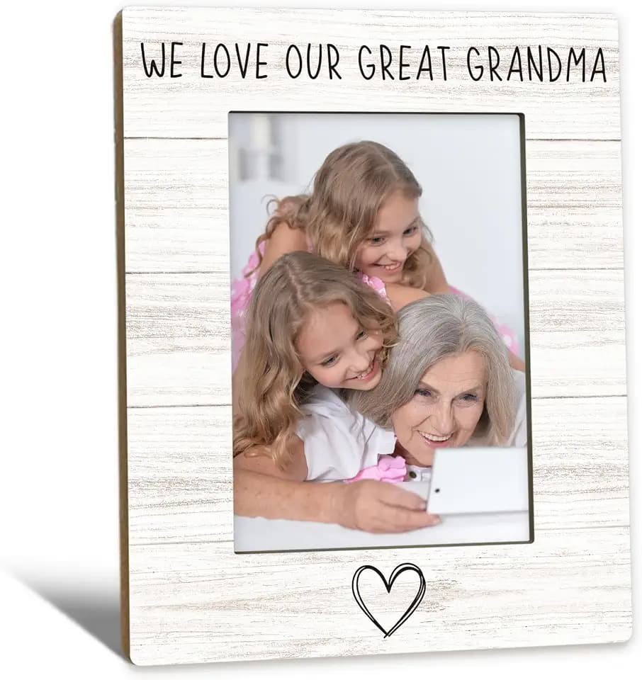 Great Grandma Gifts Picture Frame 5x7, GreatGrandma Photo Frame, Christmas Mothers Day Birthday Gift for GreatGrandma, We Love Our Great Grandma Wooden Picture Photo Frames for Desk Room Decor