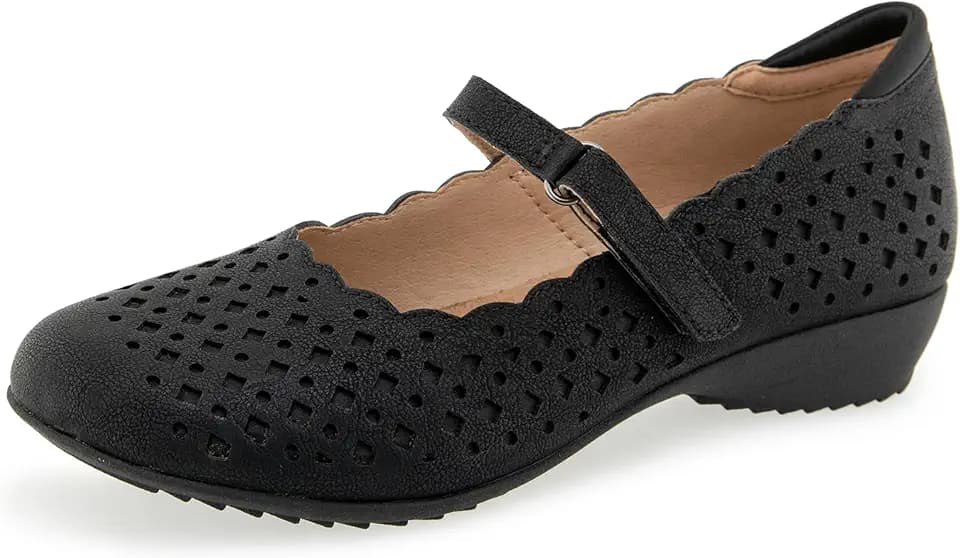 JBU Women's Nancy Casual Comfortable Felxible Adjustable Memory Foam Mary Jane
