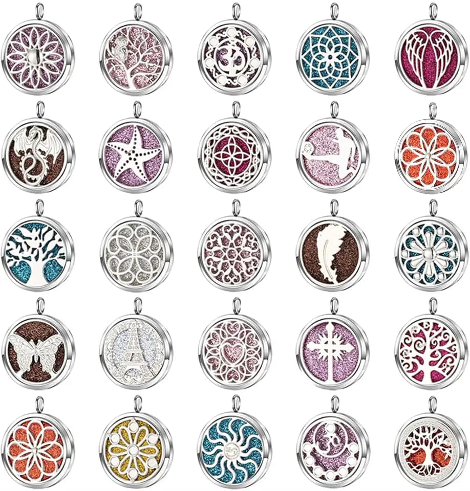 Mixed Pearl Cage Locket Pendants Set, Essential Oil Diffuser DIY Necklace Bracelet Jewelry Making Craft, Bulk Beads Aromatherapy Diffuser Charms Gifts for Women Girls