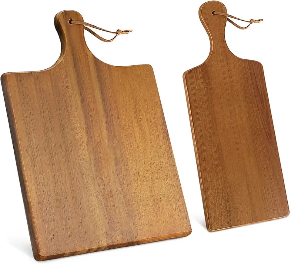 AIDEA Wood Cutting Board with Handle, Cheese Board Charcuterie Board for Cutting and Serving, 17"X11" with 17"X6"