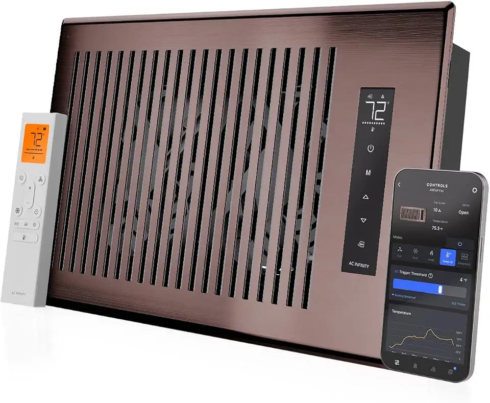 AC Infinity AIRTAP T6, Bronze Register Booster Fan for 6”x12” Openings
