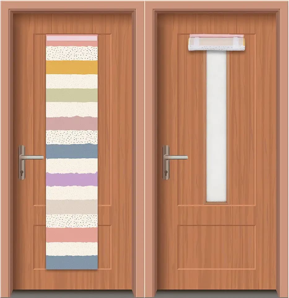 2 PCS Boho Stripes Classroom Curtains for Door Window Decor, Boho Classroom Blackout Door Window Cover Lockdown for Office Kindergarten Primary School Teachers 8.7 X 40inches