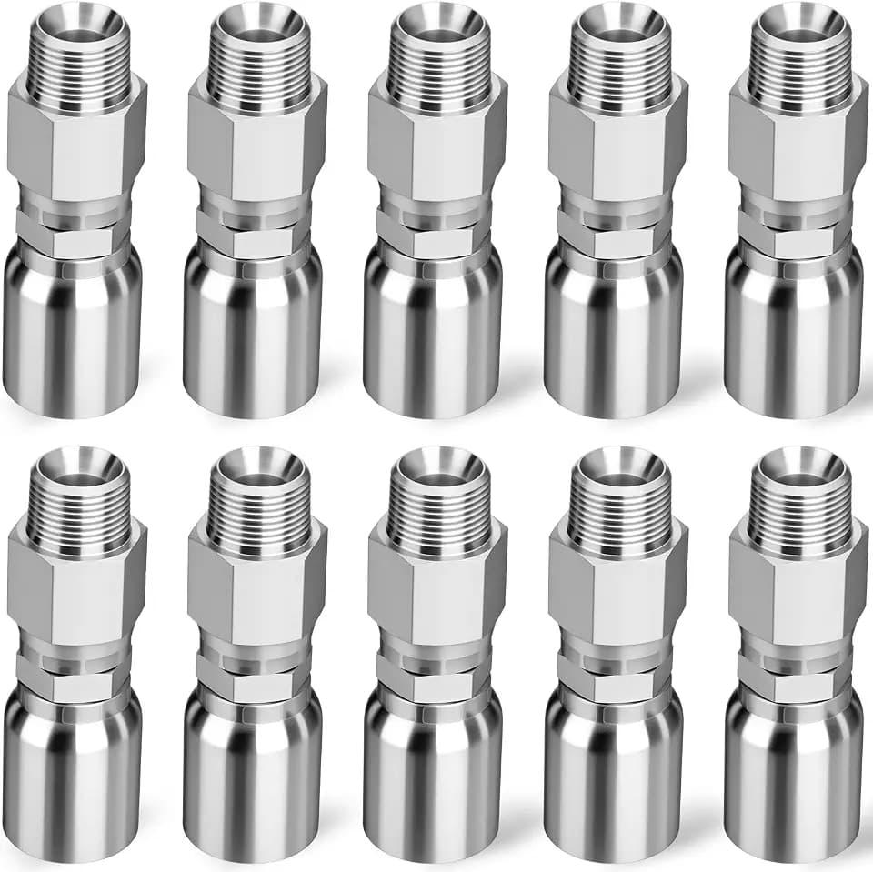 10 Pack Hydraulic Hose Fittings: 3/4" I.D. Hose x 3/4" NPTF Male