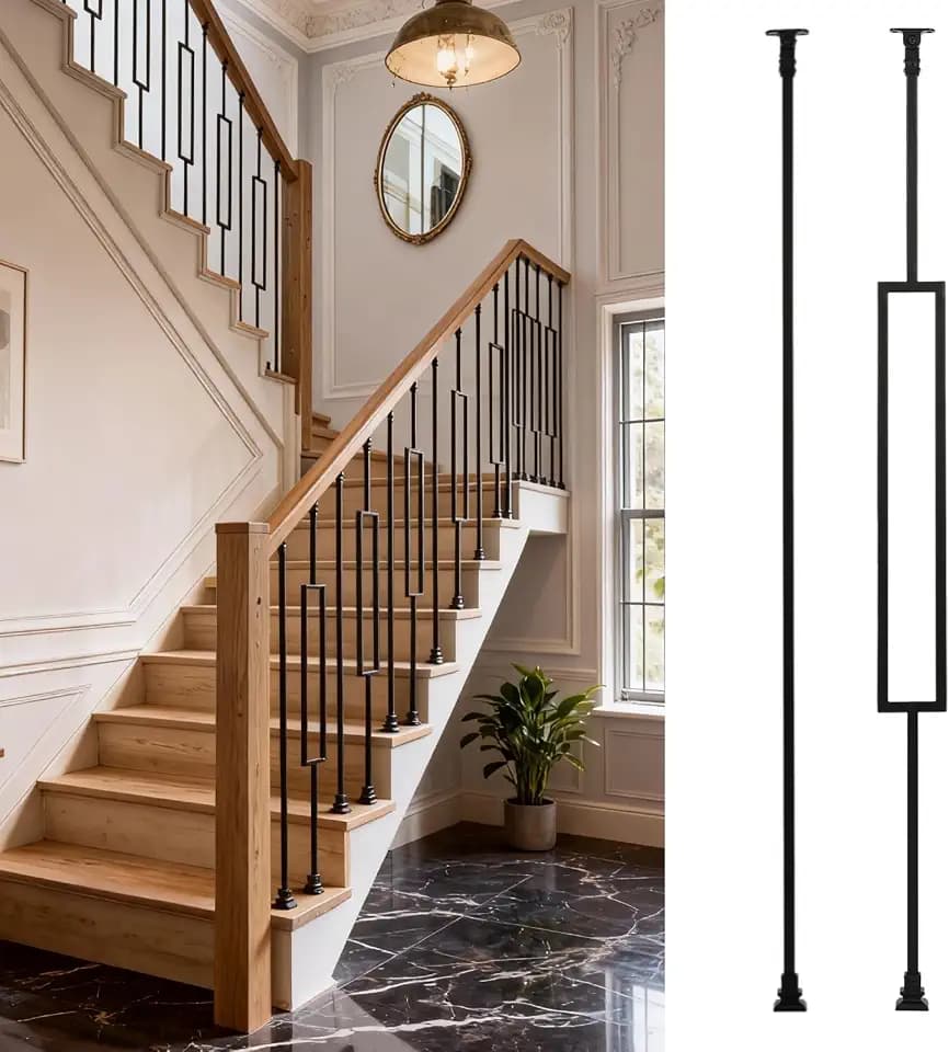 WICHEMI Balusters for Staircase Interior 32 Pack 44" x1/2" Wrought Iron