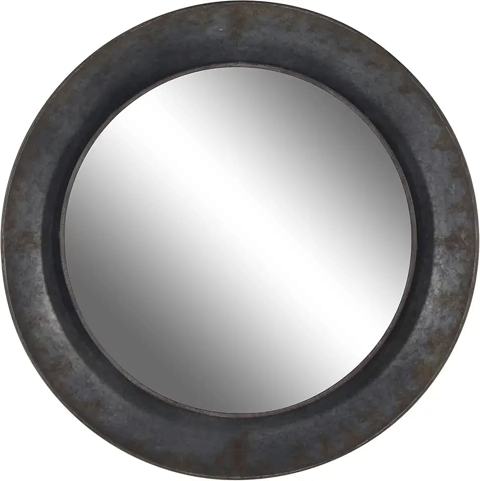 Deco 79 Metal Room Wall Mirror Entryway Mirror, Wall Mounted Mirror 35" x 4" x 35", Gray