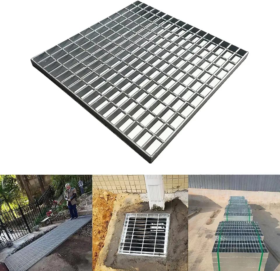 Galvanized Steel Drain Grate, Outdoor Metal Sewer Grate 23.6*23.6in