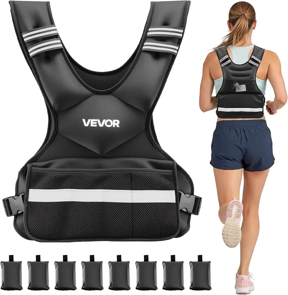 VEVOR Adjustable Weighted Vest, 4-10lbs/20-32lbs/24-40lbs/40lbs Comfortable X-Shape Body Weight Vest Set with 6/8 Weight Packs and Reflective Stripe, for Men Women, Workout Equipment for Strength Training Running Jogging