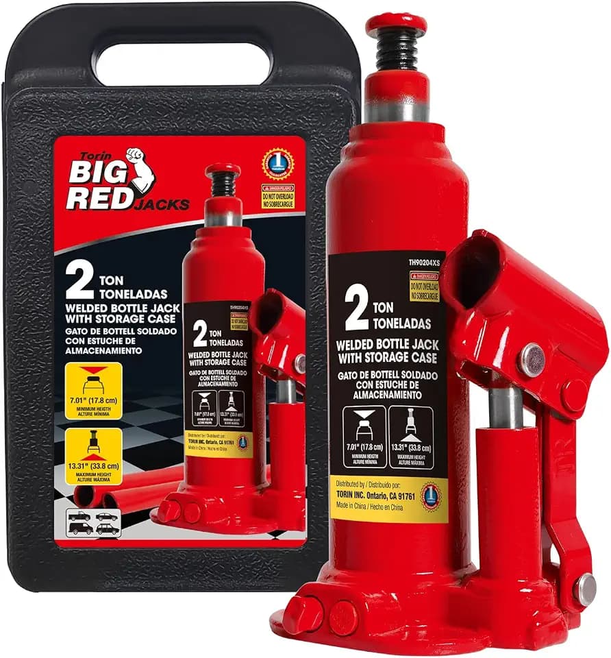 BIG RED 2 Ton (4,000 LBs) Hydraulic Welded Bottle Jack with Storage Case