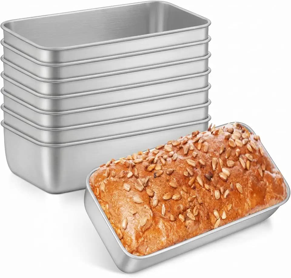 Leonyo Non-Toxic 9x5IN Stainless Steel Loaf Pan for Baking Bread, 8 Pack