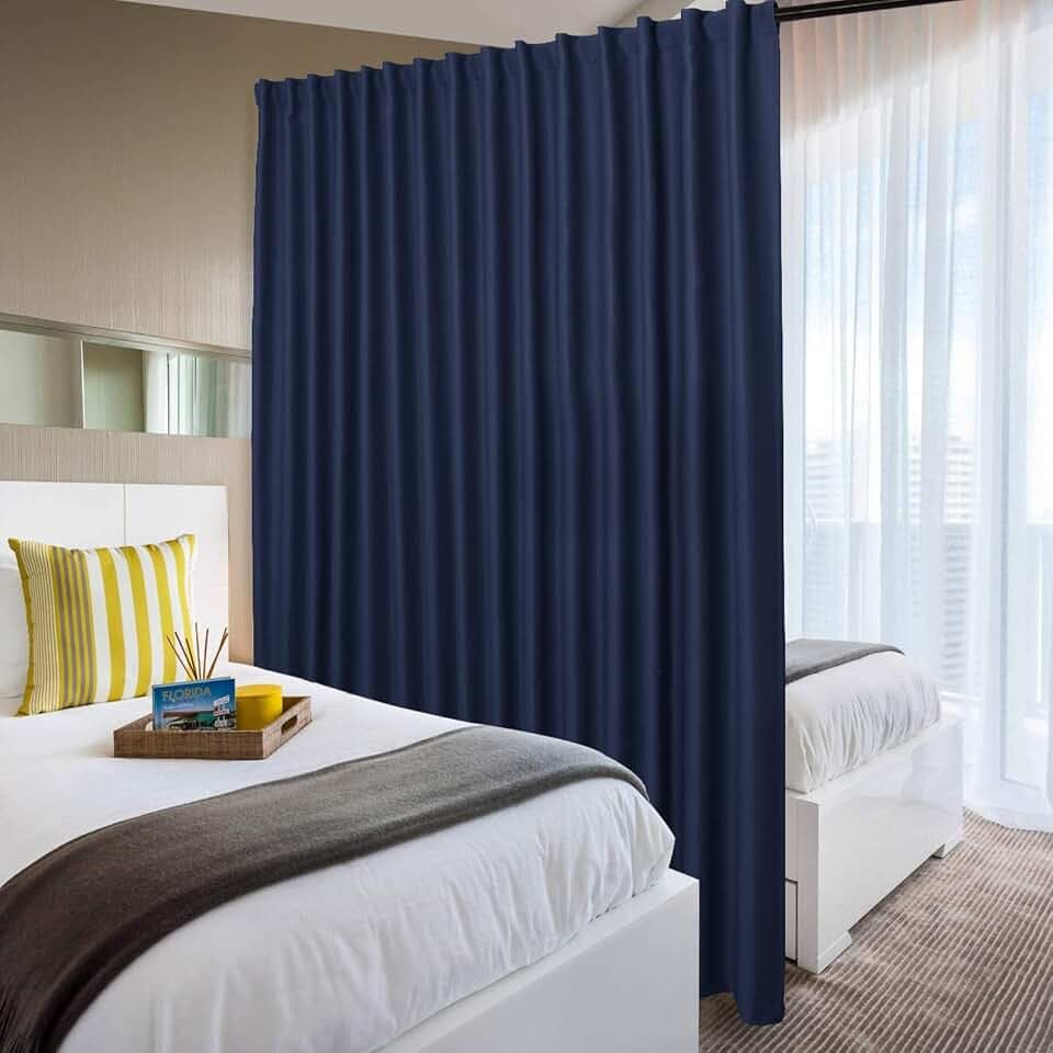 DWCN Patio Sliding Door Curtains - Extra Wide Curtains for Glass Door, Privacy Room Divider Blackout Thermal Curtain Panel with Back Tab & Rod Pocket for Bedroom Partition, 120 x 84 Inches, Navy