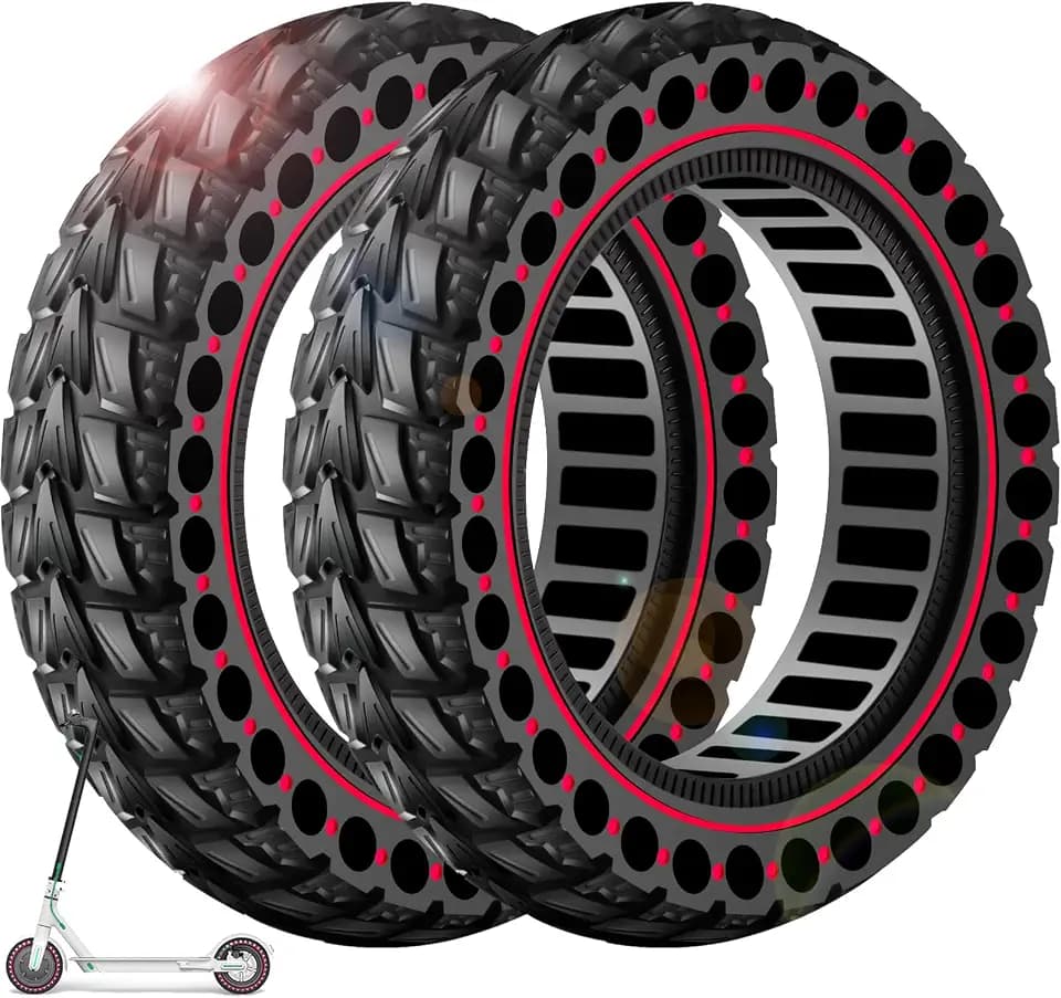 BANGTING 2PCS 60/70-6.5 E Scooter Reifen,10x2.50-6.5 Vollgummireifen, 10x2.5 zoll Ersatzreifen für Ninebot Max G2 / G30 / G30D / G30E / G30E / G30LP / G30D II / G30 Max (Rot)
