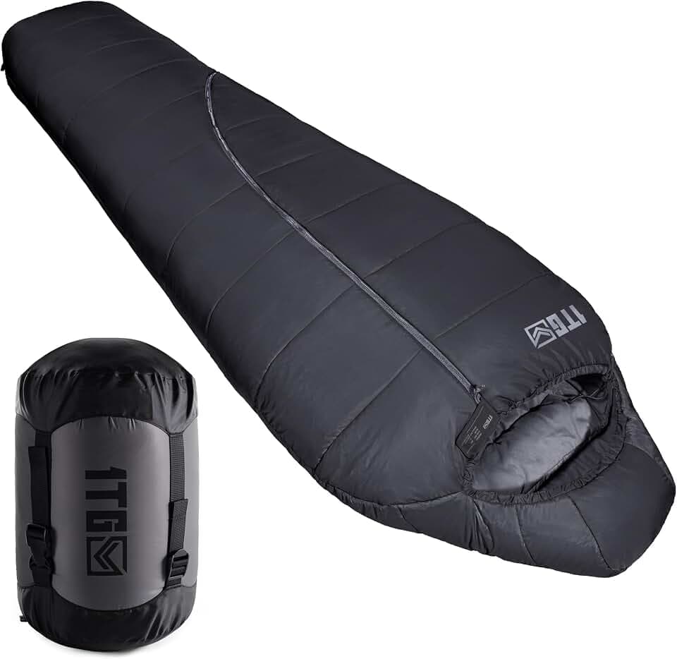 Mummy Sleeping Bag for Adults, 36°F Comfort, Backpacking Sleeping Bags