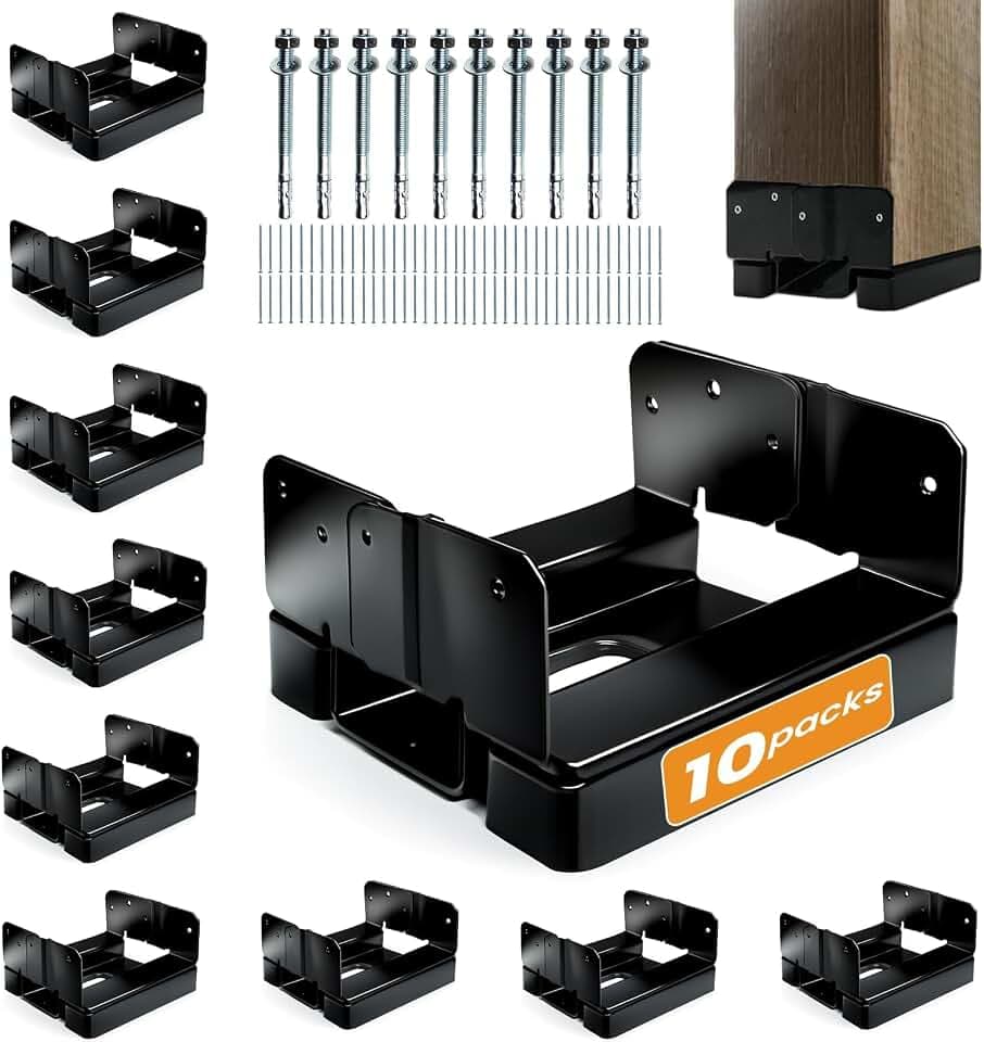 10PCS 6x6 Post Base for Concrete Heavy Duty Black E-Coated