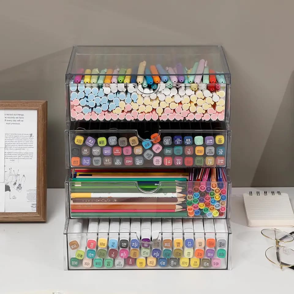 Clear Plastic Drawer Organizer, 4 Drawers