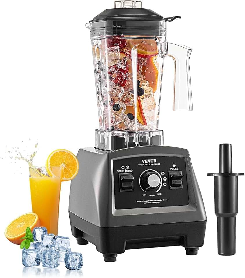 VEVOR Blender for Smoothies, 61 oz 1400W, Professional Blender with Powerful Motor, Multi-Functional Food Processing Blenders with 2 Cups for Smoothie/Milkshake/Juice, Fits for Kitchen