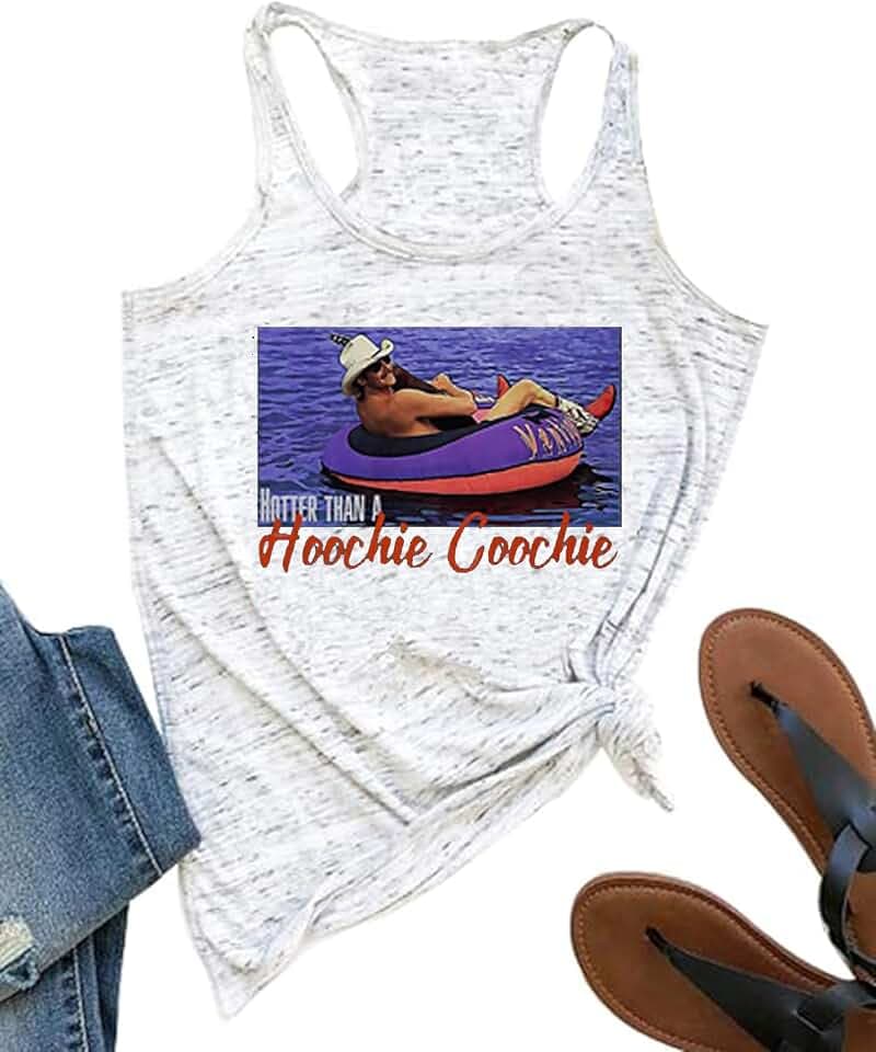 Hotter Than a Hoochie Coochie Tank Tops for Women Country Music T Shirts