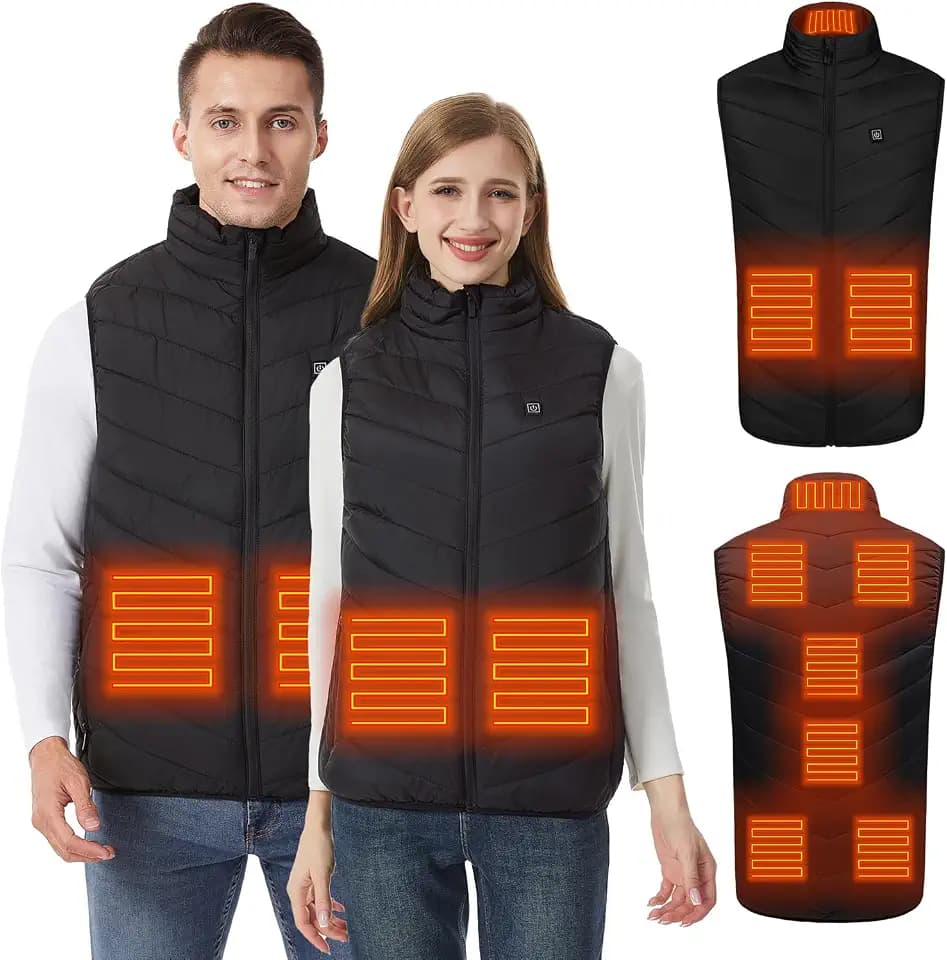 Beheizbare Weste Herren Damen - Beheizte Weste Unisex mit 9 Heizzonen & 3 Temperaturstufen, USB Aufladbare Wärmeweste, Ideal für Camping und Wandern (Powerbank Nicht Inbegriffen)