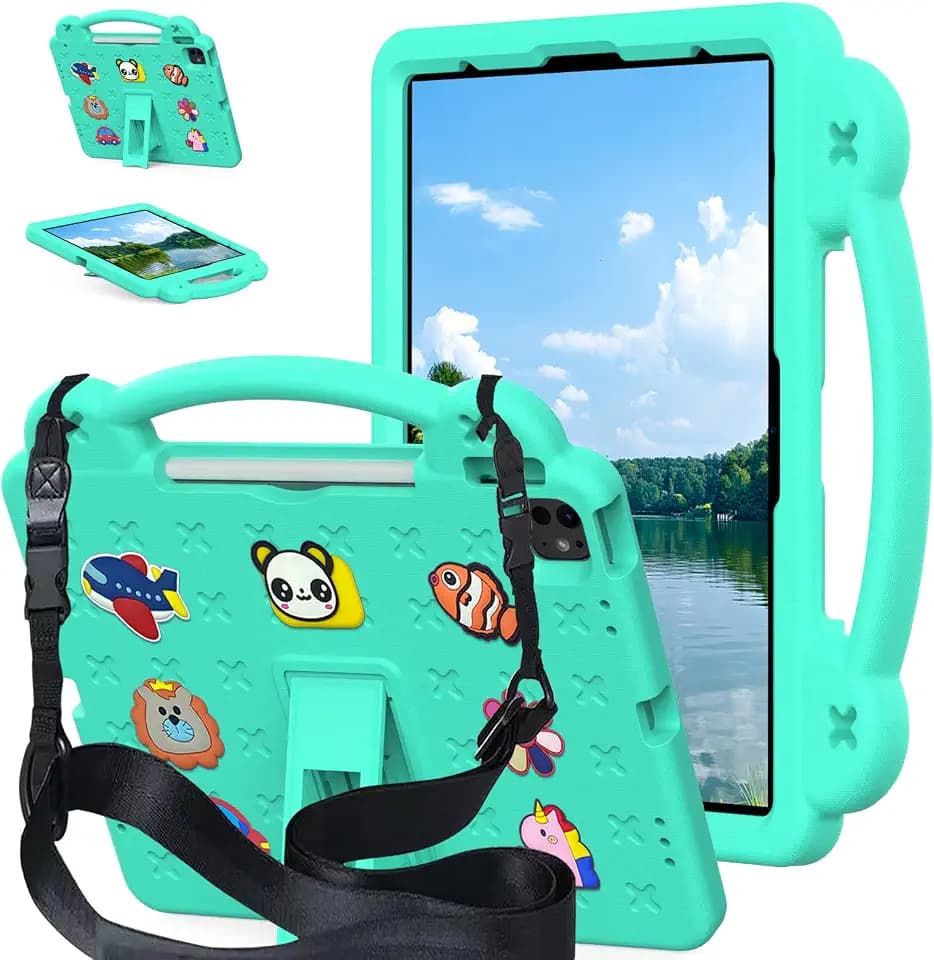 AKABEILA Tablet Hülle für Lenovo Xiaoxin Pad Pro 12.7 2025/Tab P12 2023 12.7 Niedliche Schützhülle Kinder Stoßfest mit Schultergurt Griff Ständer
