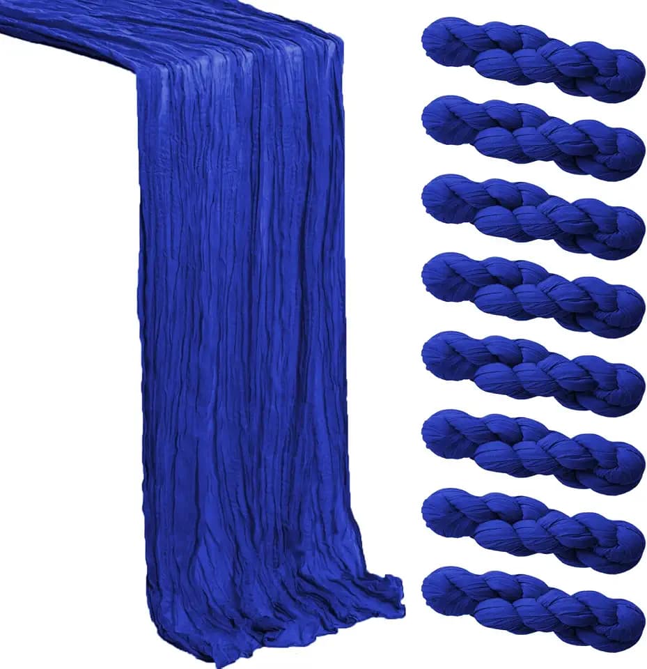 Royal Blue Cheesecloth Table Runner 8 Pack,Boho Wedding Decor