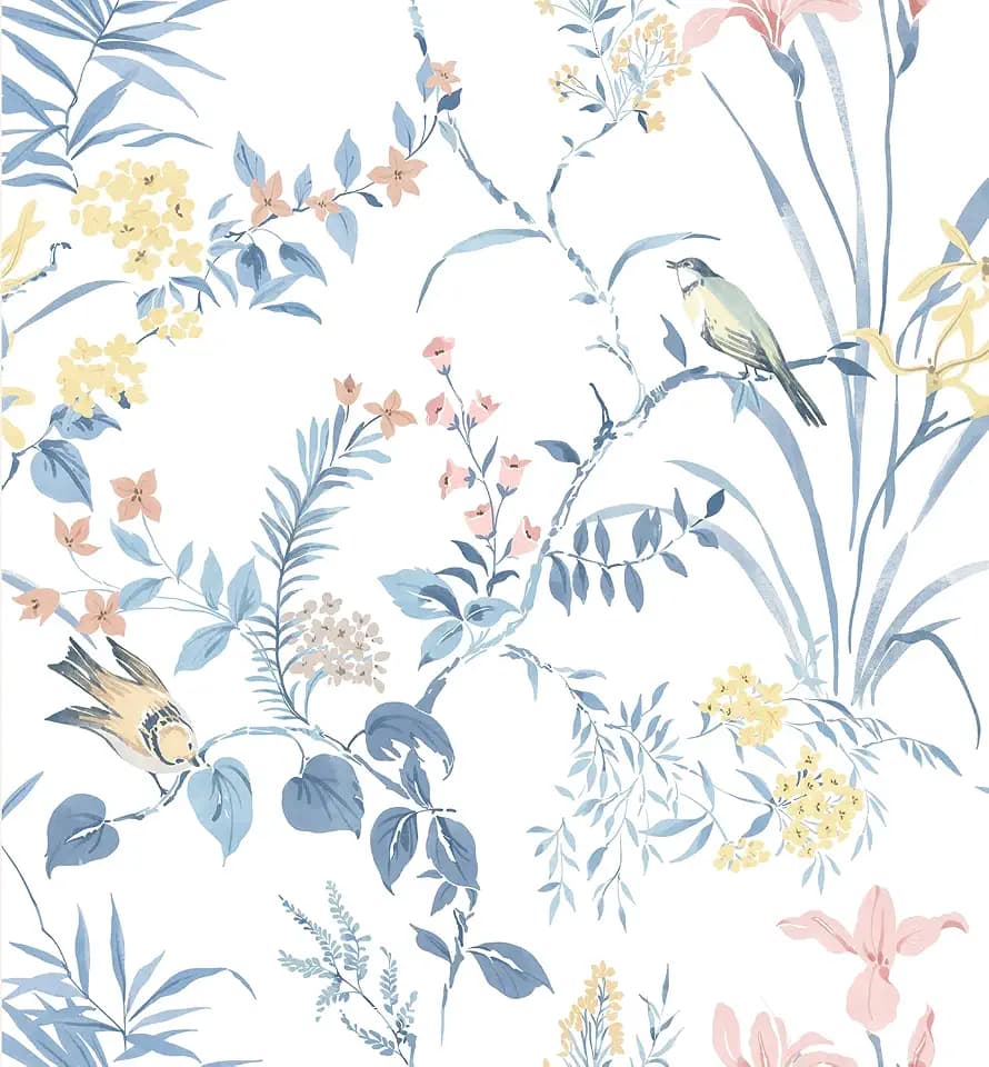 Erfoni Boho Floral Birds Wallpaper DIY Removable Peel and Stick Wallpaper