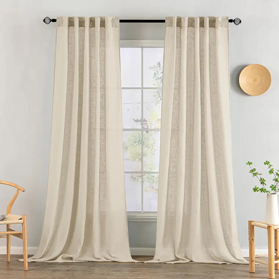 MIULEE Linen Curtains 52x96 Inch Length 2 Panels for Bedroom Living Room