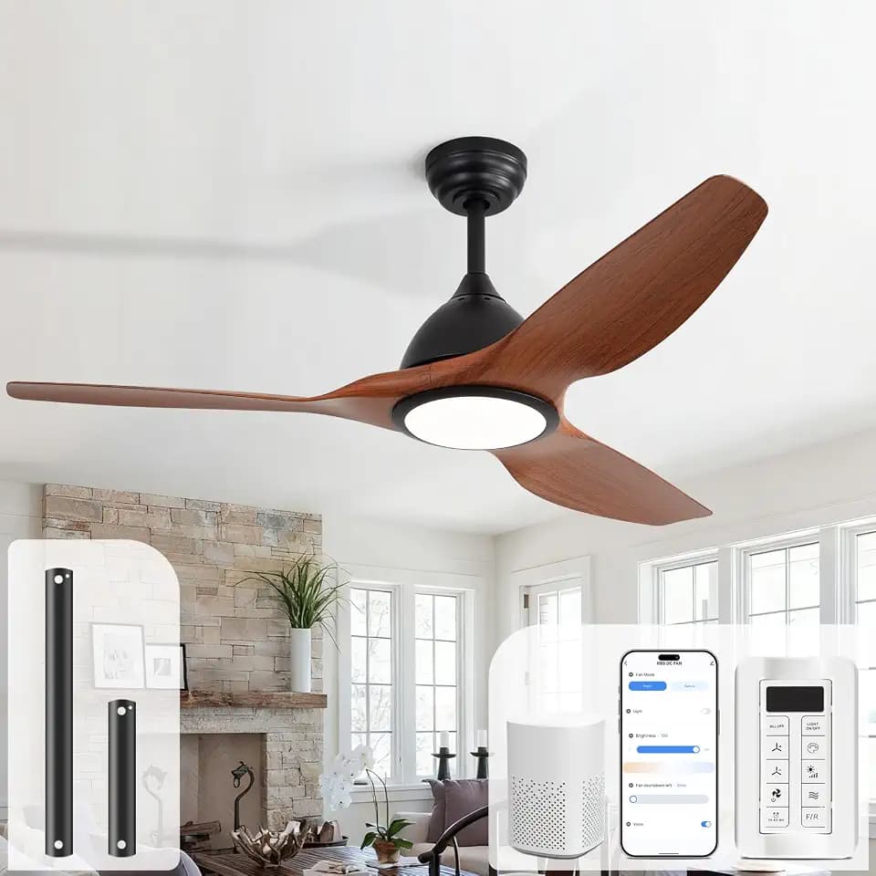 Sofucor 52 Inch Smart Ceiling Fan with Light & Modern 3 Plastic Blades