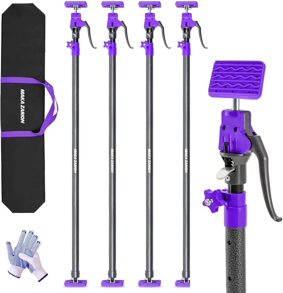 Quality Steel Adjustable Cabinet Jack Support Pole, Quick Support Rod & Drywall Jack, Zip wall Dust Barrier Poles, 3rd Hand Support System 154LB, Cabinet Installations from 49.2-114.2 in, 4-Pack