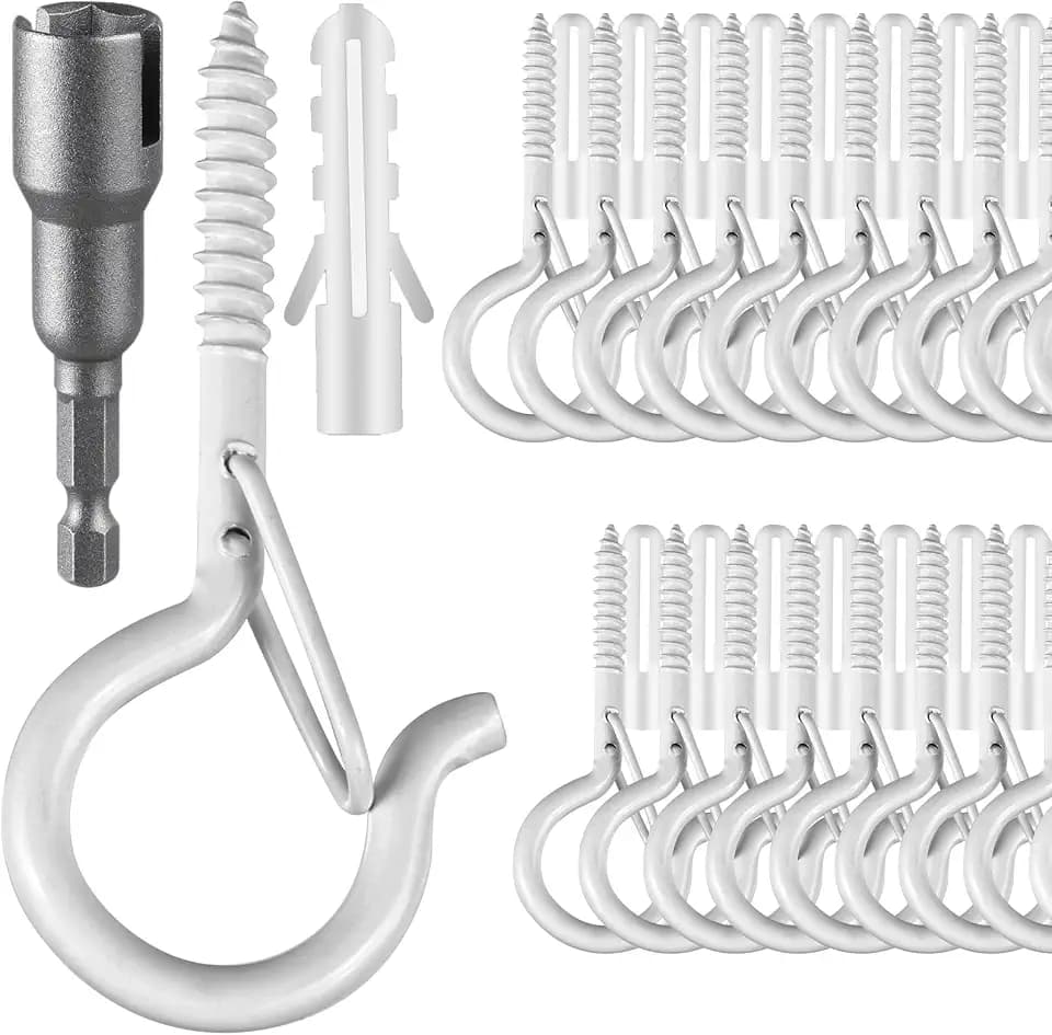 50 PCS Screw Hooks for Outdoor String Lights, Q Hangers String Light Hooks