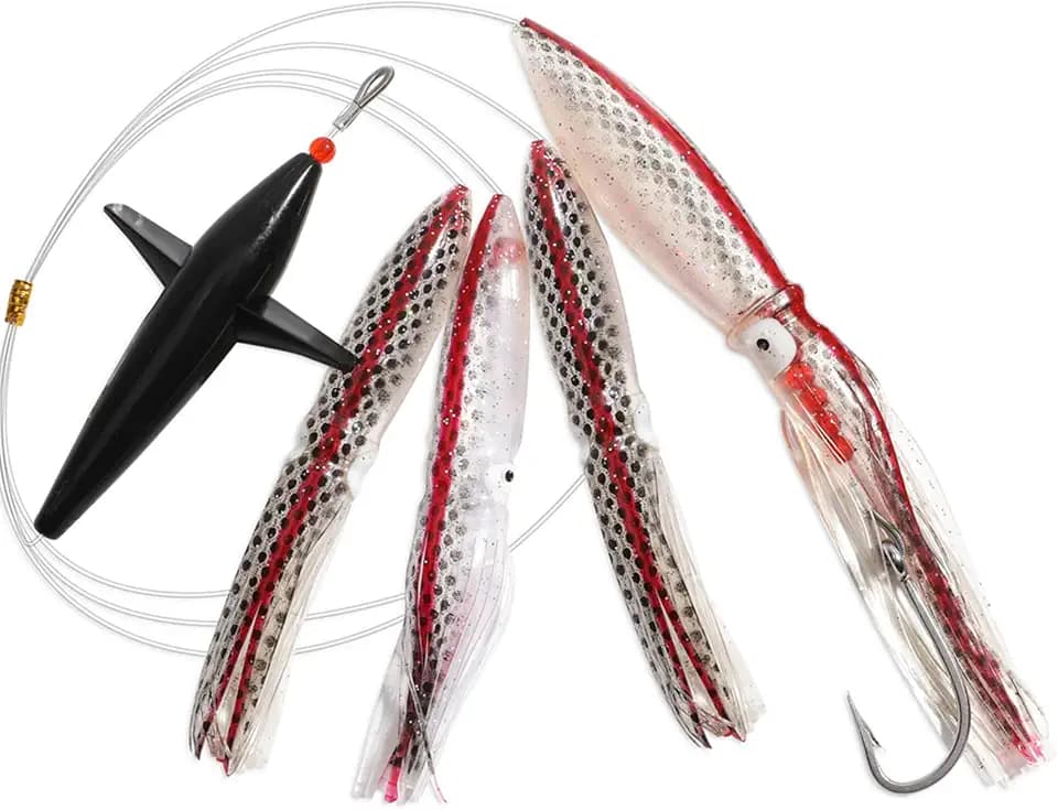 OCEAN CAT Saltwater Trolling Fishing Lures Bird Chain Teaser for Fishing with Rigged Hook 8/0 for Mahi, Tuna, Wahoo and Big Game Fish
