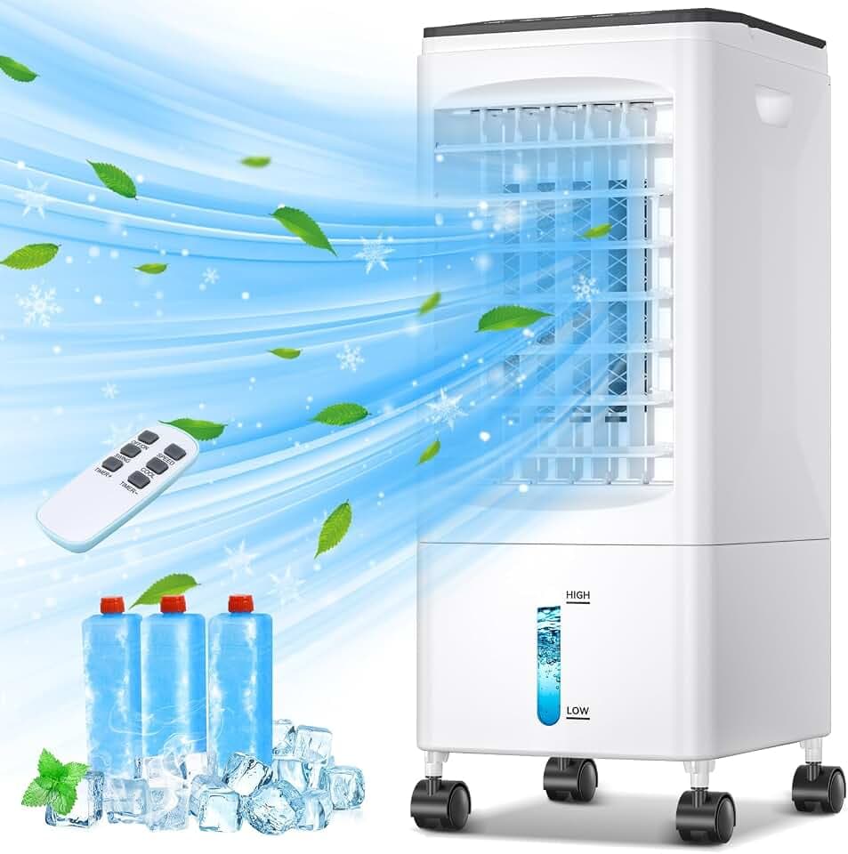 Portable Air Conditioners, Portable AC Unit, Evaporative Air Cooler w/1.6 Gal Water Tank, 3 Speeds, 60°Oscillation, Windowless Air Conditioner w/7.5H Timer, Swamp Cooler for Room Home Office