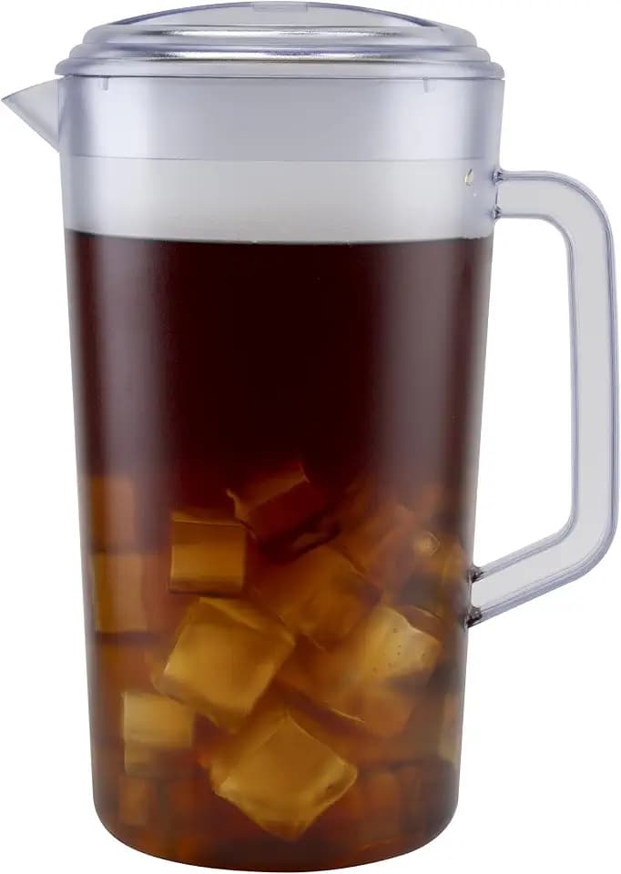 G.E.T. Heavy-Duty 1 Gallon Plastic Pitcher with Lid, Clear, BPA Free