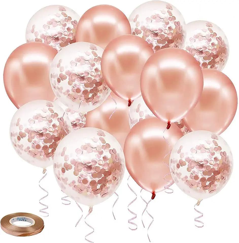 Hiquaty 50 pack 12 Inch Rose Gold Confetti Balloons Birthday Balloons