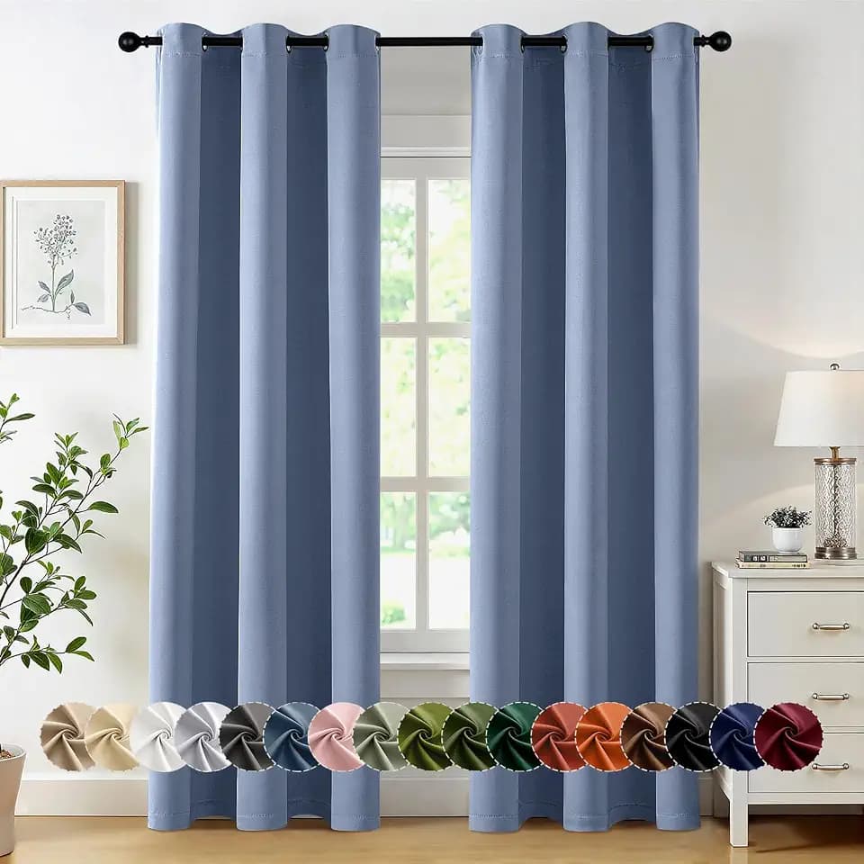 MIULEE Blackout Curtains for Bedroom 2 Panels 40 x 84 Inch Long Denim Blue