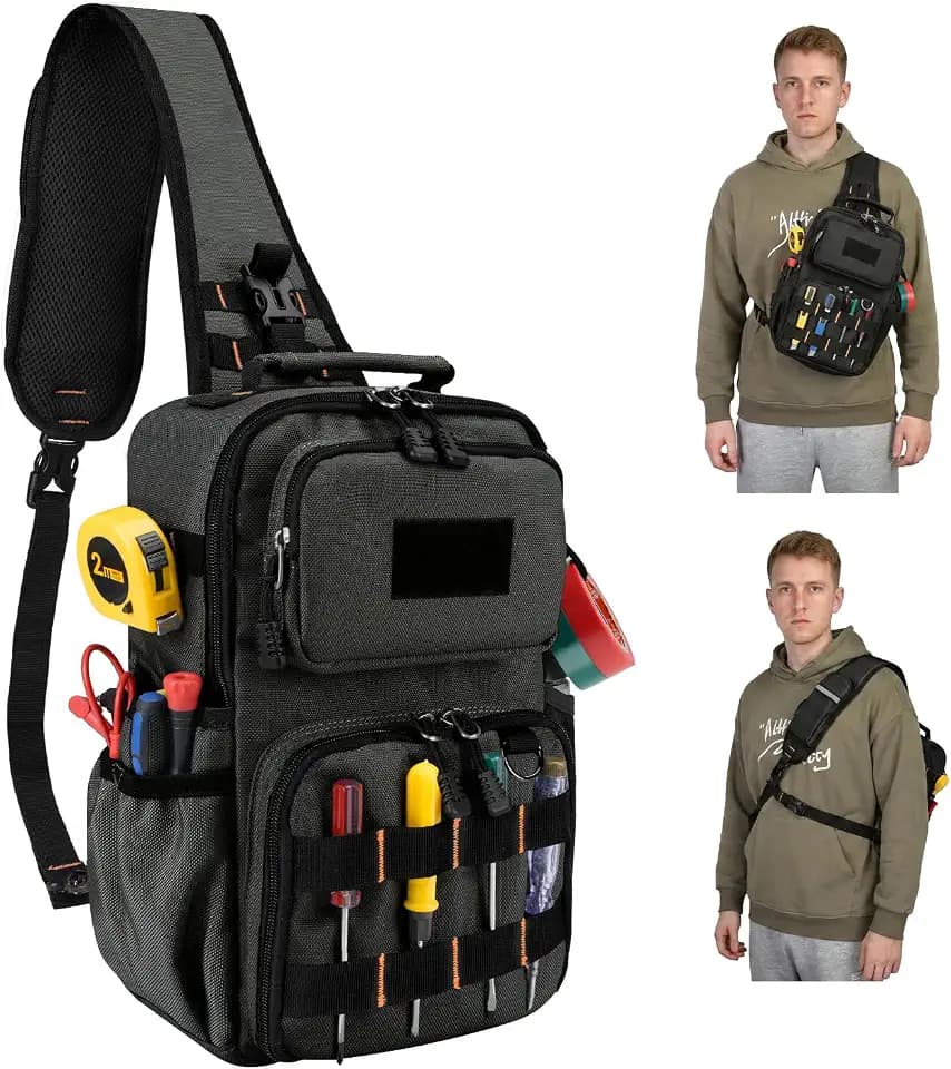 Rexmore Tactical Electrician & HVAC Tool Chest Bag, 3-Point Harness Grey
