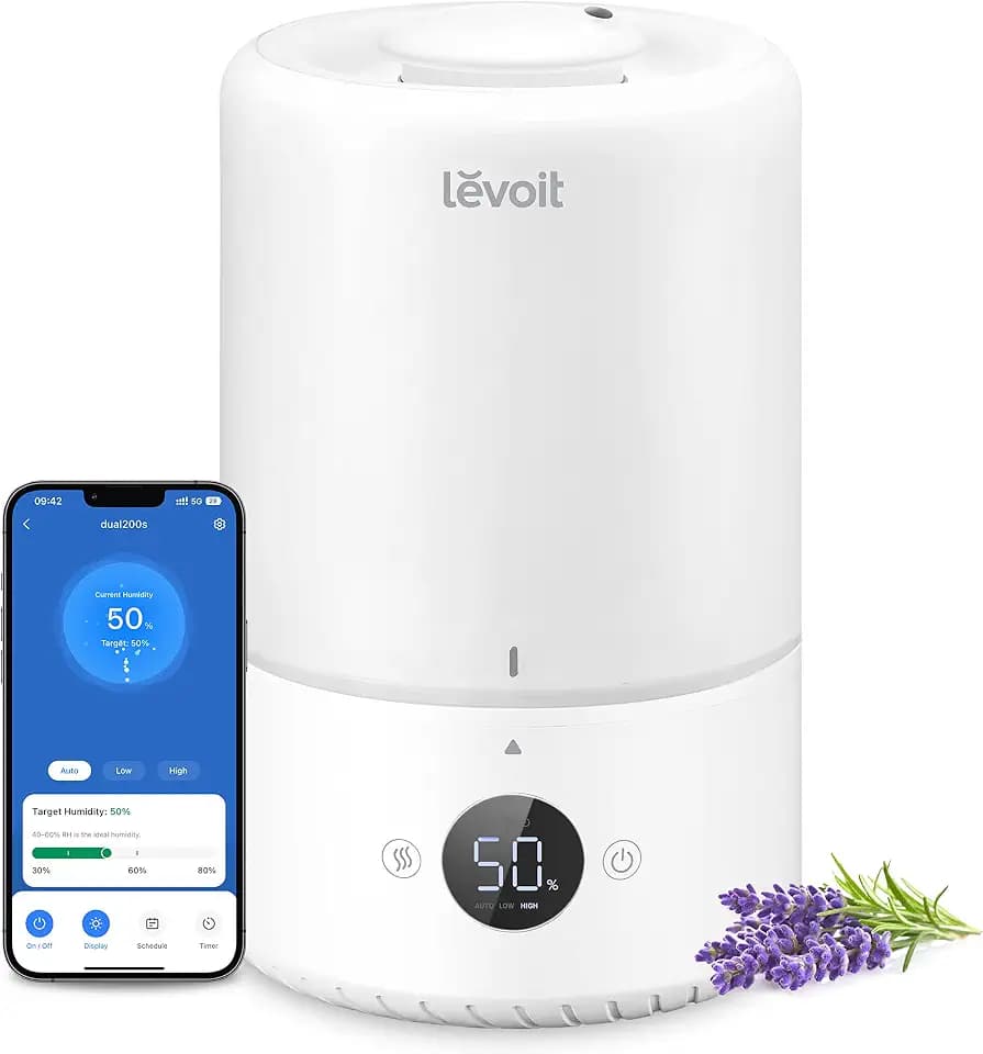 Levoit Smart Cool Mist Top Fill Humidifiers for Bedroom with Sensor, 3L
